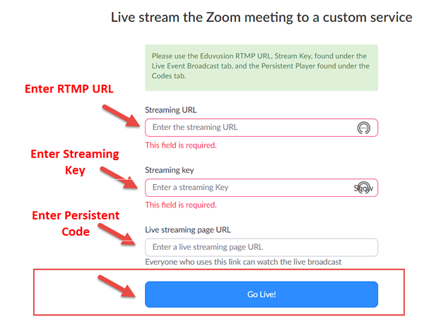 Broadcast Your Eduvision Zoom Meeting