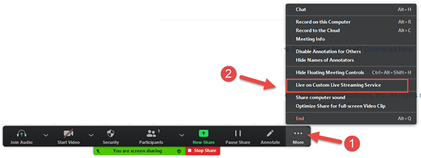 Eduvision Live Streaming a Zoom Meeting