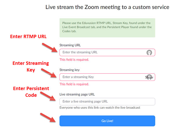 Custom Streaming Service for Zoom on Eduvision